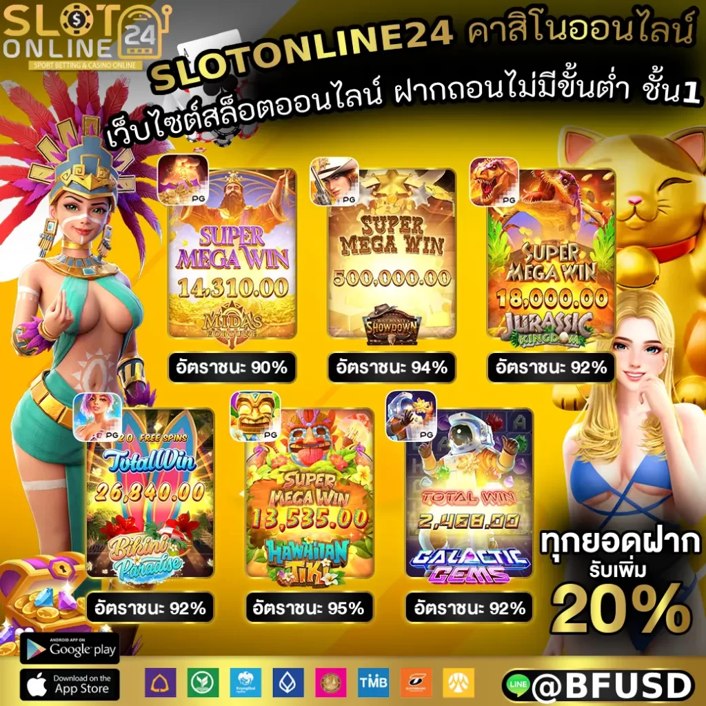 SLOTONLINE24 คาสิโนออนไลน์ เว็บไซต์สล็อตออนไลน์ ฝากถอนไม่มีขั้นต่ำ อับดับ 1